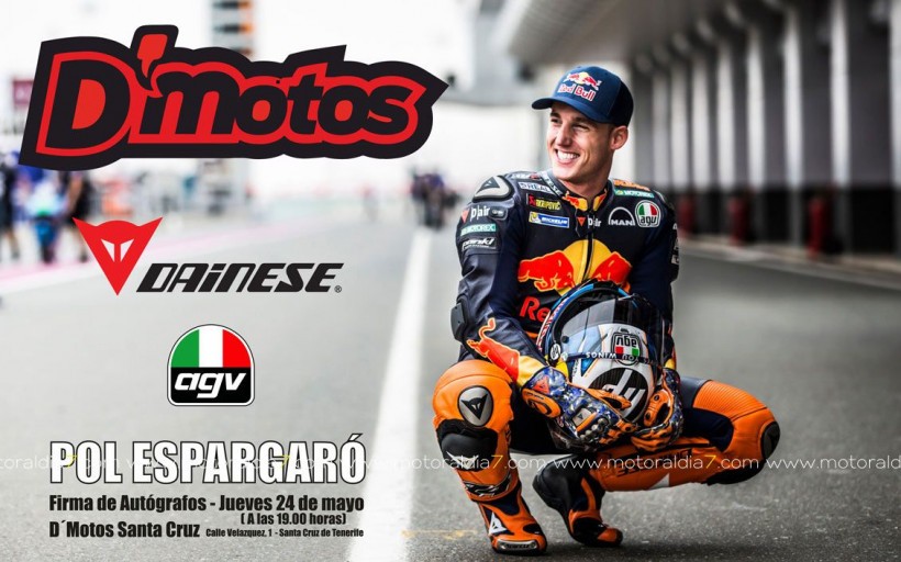 El piloto Pol Espargaró firmará autógrafos en Dmotos Santa Cruz