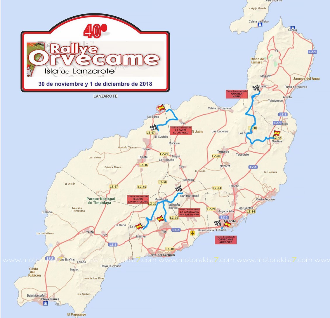 Cambios en el rutómetro del Rally Orvecame Isla de Lanzarote