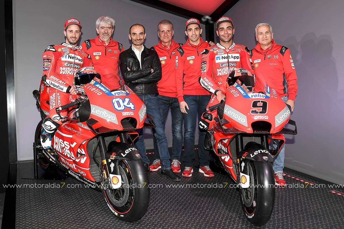 Presentada la nueva imagen toda roja de la Ducati Desmosedici GP19