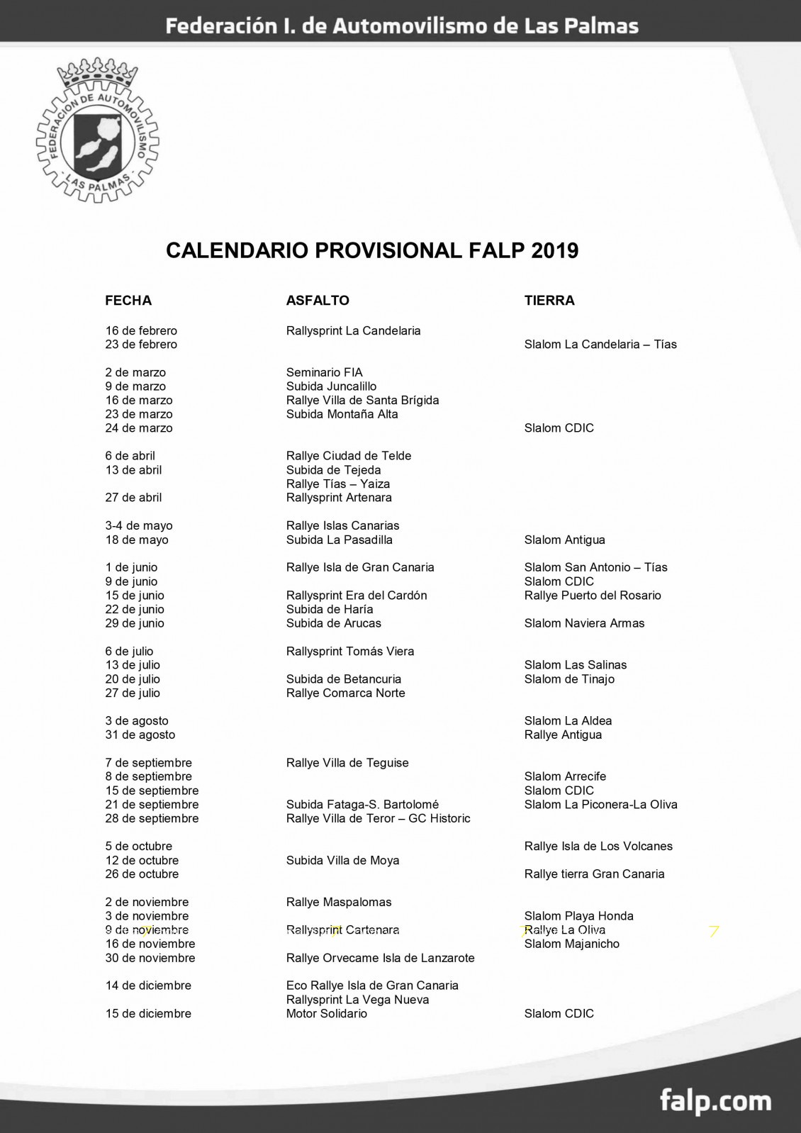 Ya tenemos calendario de la FALP