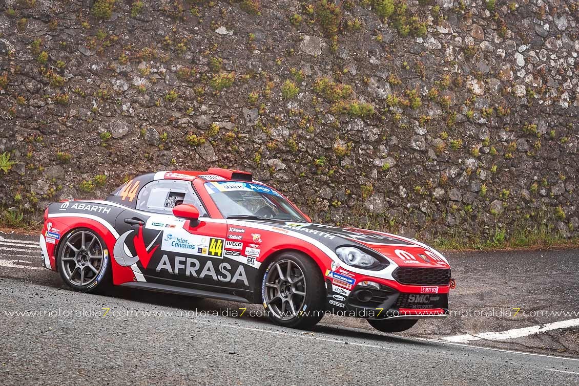 Carlos David García y Jordi Díaz, con un Abarth 124 en el Rally Islas Canarias