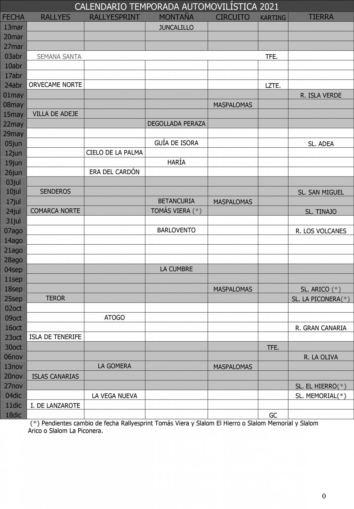 Calendario Regional de Canarias