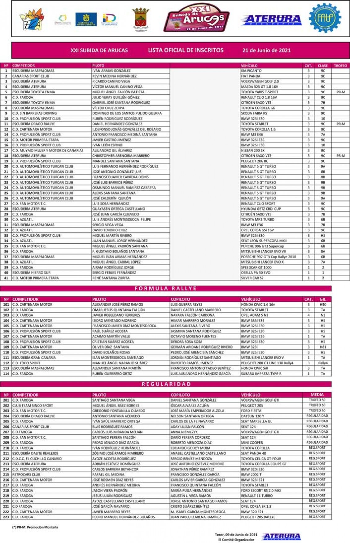 77 equipos para la Subida de Arucas