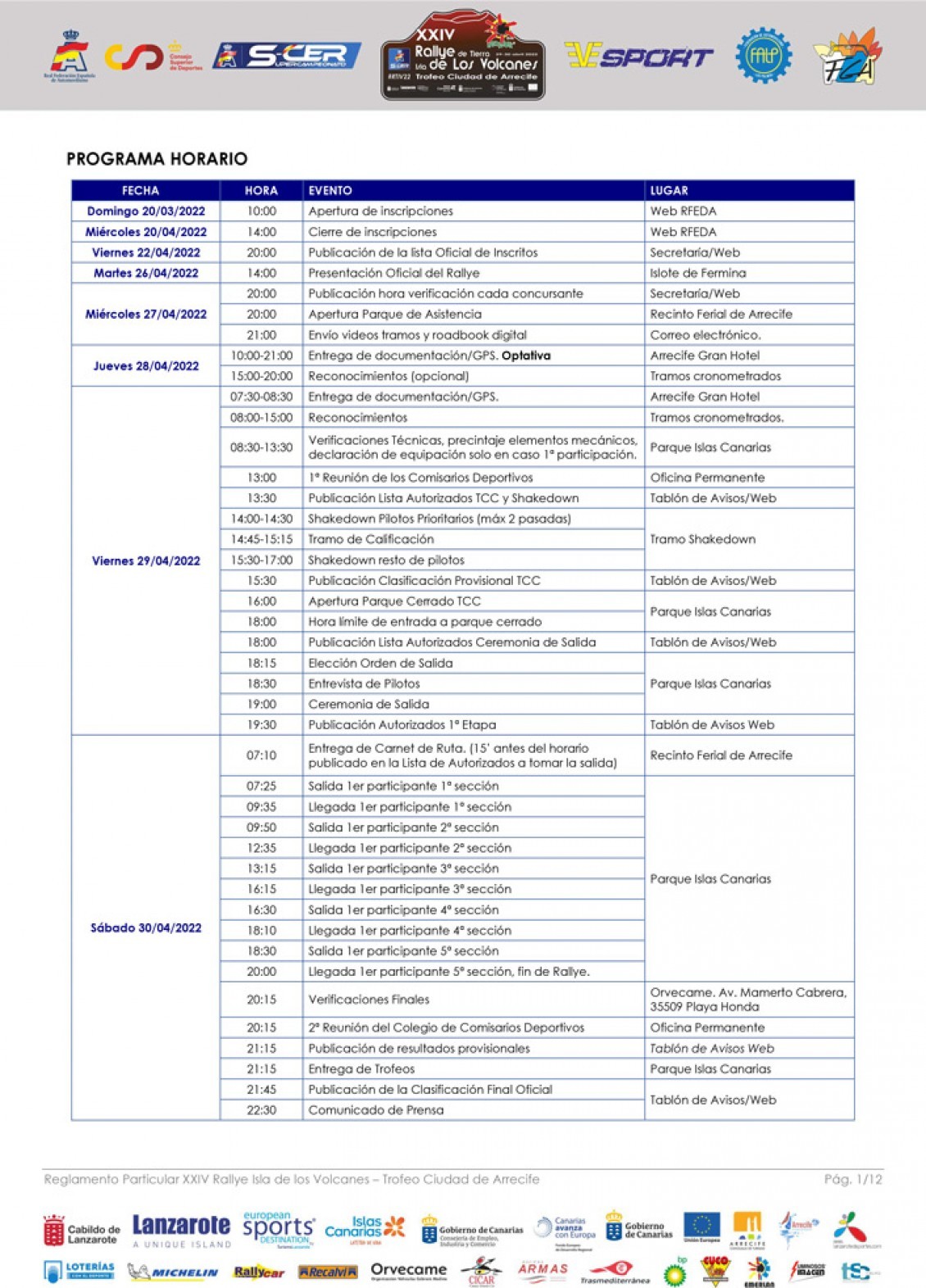 Primeros datos del itinerartio del Rally Ilsa de Los Volcanes