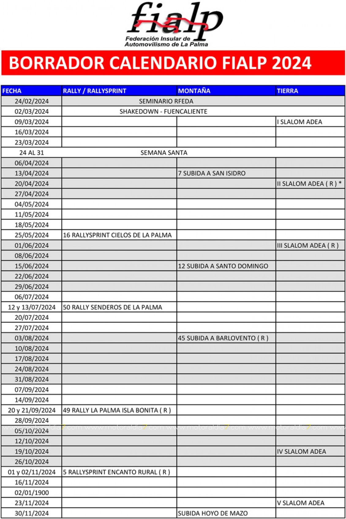 La Palma también tiene su calendario