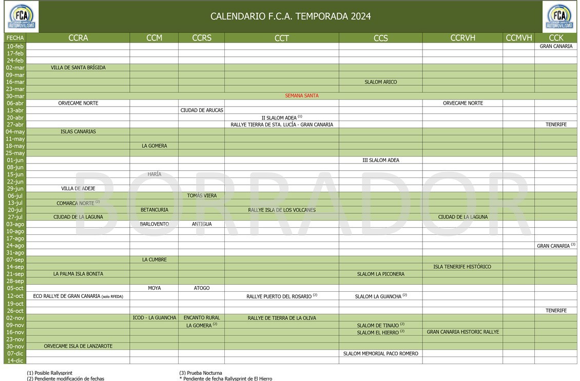 Borrador del Calendario FCA 2024